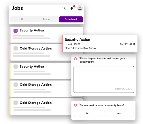 UI showing security actions and cold storage actions from mpro5 software
